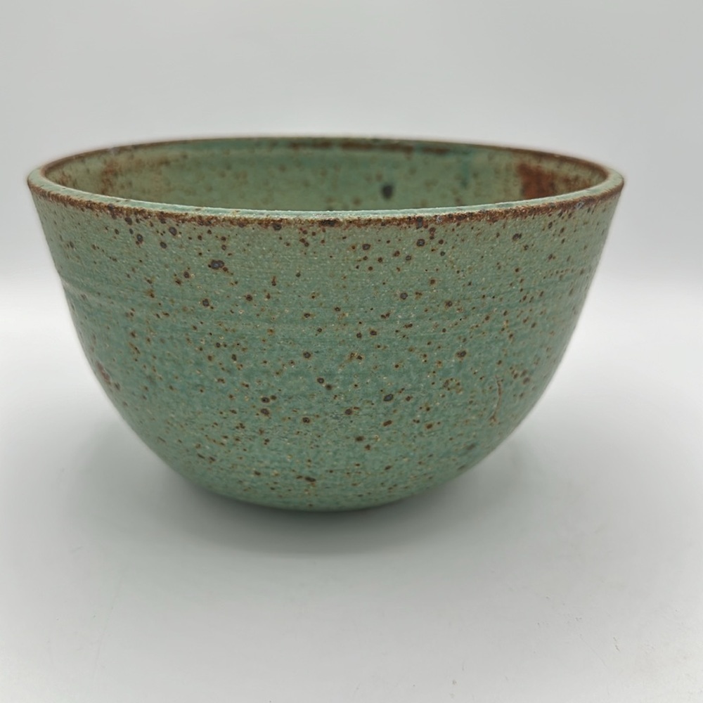 Green and brown ceramic bowl - Picture 4 of 6